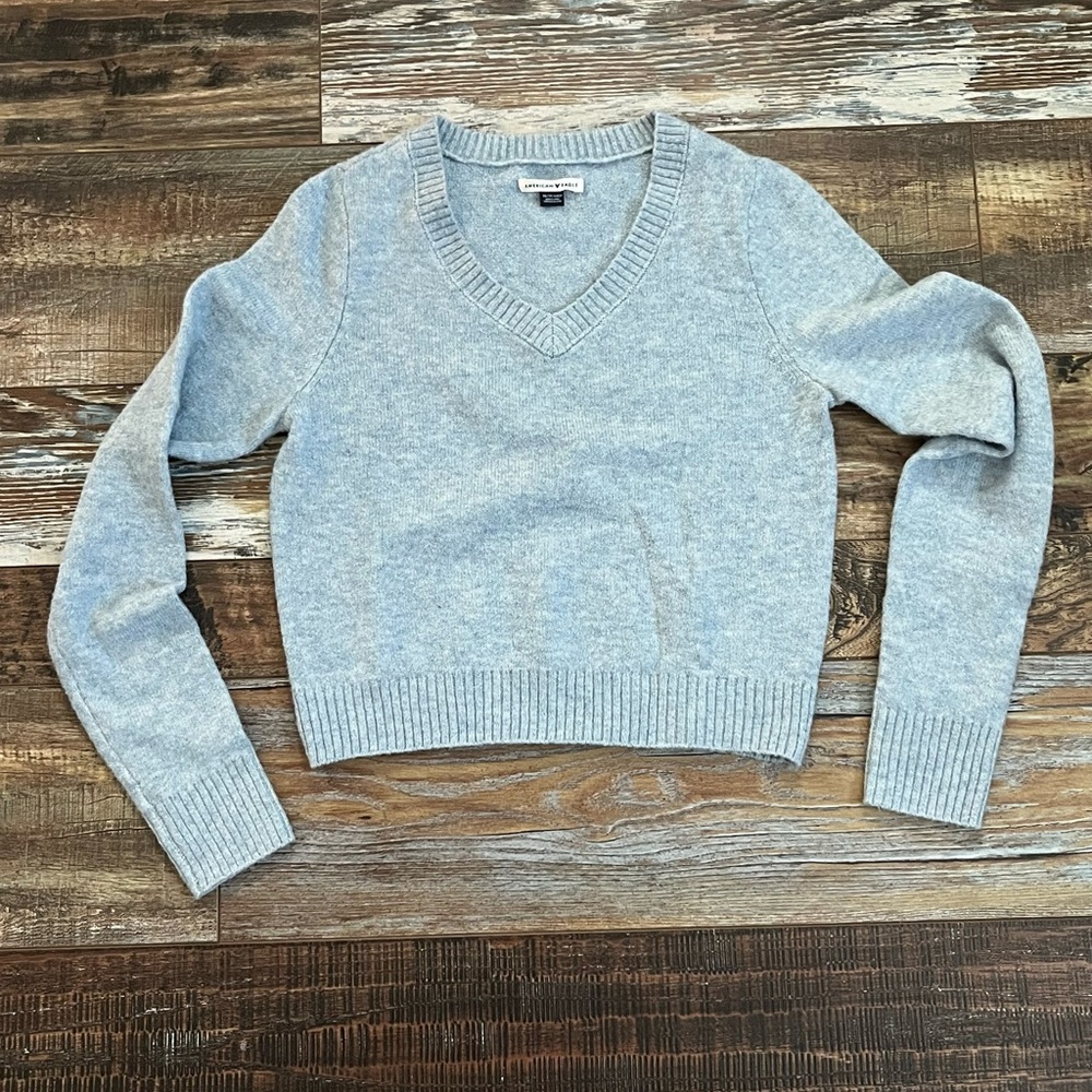 AE-Light Blue V-Neck Women's Sweater